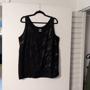 Lane Bryant Black Sequin Relaxed Tank Top 18/20